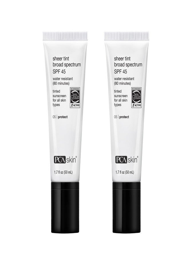 PCA SKIN Sheer Tint Broad Spectrum SPF 45 - Universally-Tinted Water-Resistant Hydrating Sunscreen for Use Alone or Under Foundation & Makeup (1.7 fl oz), 2 Pack - Image 1